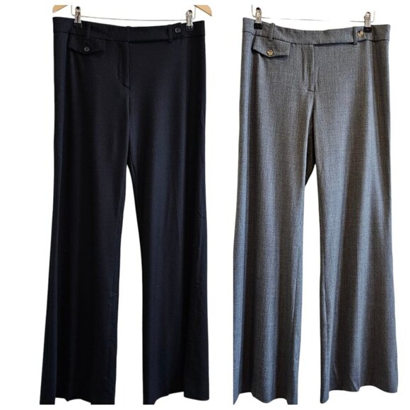 SET OF 2 Michael Kors Italy Black Wool/Spandex Wide Leg Stretchy Dress Pants 12 - Picture 1 of 12